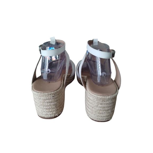 Lucky Brand Women's 9½ White Leather Valki Espadrille Wedge Ankle Strap‎ Sandals - Picture 3 of 13